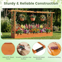 114cm Freestanding Wooden Raised Garden Bed with Trellisand Hanging Roof