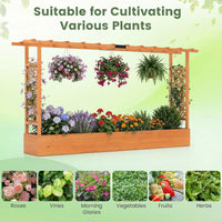 114cm Freestanding Wooden Raised Garden Bed with Trellisand Hanging Roof