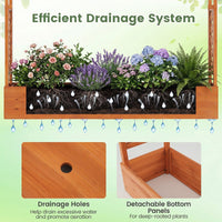 114cm Freestanding Wooden Raised Garden Bed with Trellisand Hanging Roof