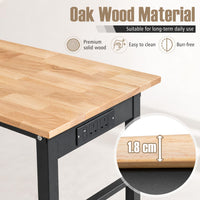 116cm Adjustable Height Workbench with Wheels Heavy-Duty Oak Wood Top