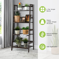 Freestanding 4-Tier Bamboo Plant Rack with Guardrails