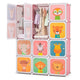 Portable Kids Wardrobe, 12-Cube Baby Closet Organizer for Children with Doors & Hanging Section