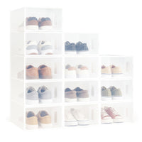 12/15 Pack Shoe Storage Boxes, Plastic Stackable Shoe Organizer for Closet