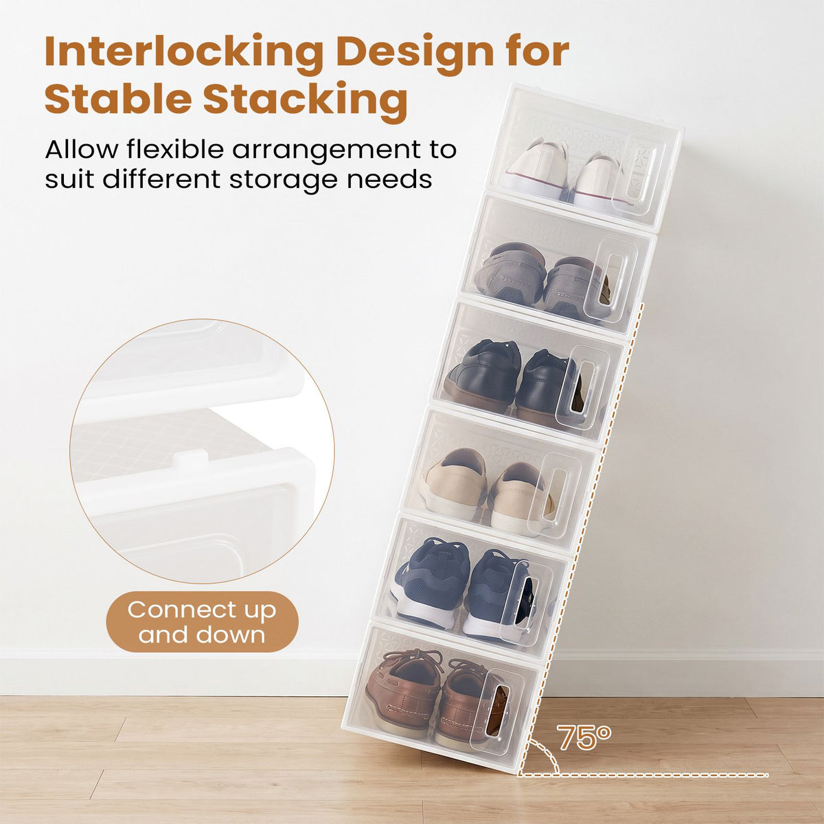 12/15 Pack Shoe Storage Boxes, Plastic Stackable Shoe Organizer for Closet