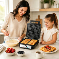1200W Belgian Waffle Maker with Browning and Knob Nonstick Plates for Family Breakfast