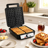 1200W Belgian Waffle Maker with Browning and Knob Nonstick Plates for Family Breakfast