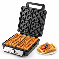 1200W Belgian Waffle Maker with Browning and Knob Nonstick Plates for Family Breakfast