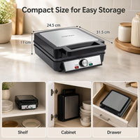 1200W Belgian Waffle Maker with Browning and Knob Nonstick Plates for Family Breakfast