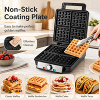 1200W Belgian Waffle Maker with Browning and Knob Nonstick Plates for Family Breakfast