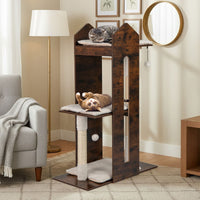 120 CM Tall Wooden Cat Tree with Removable Washable Plush Cushions