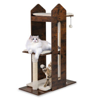 120 CM Tall Wooden Cat Tree with Removable Washable Plush Cushions