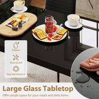 120 CM Modern Dining Table for 4 Rectangular Kitchen Table with Glass Tabletop