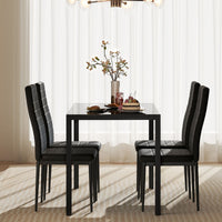 120 CM Modern Dining Table for 4 Rectangular Kitchen Table with Glass Tabletop