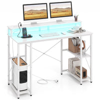 Giantex 120cm Computer Desk with Charging Station and LED Lights