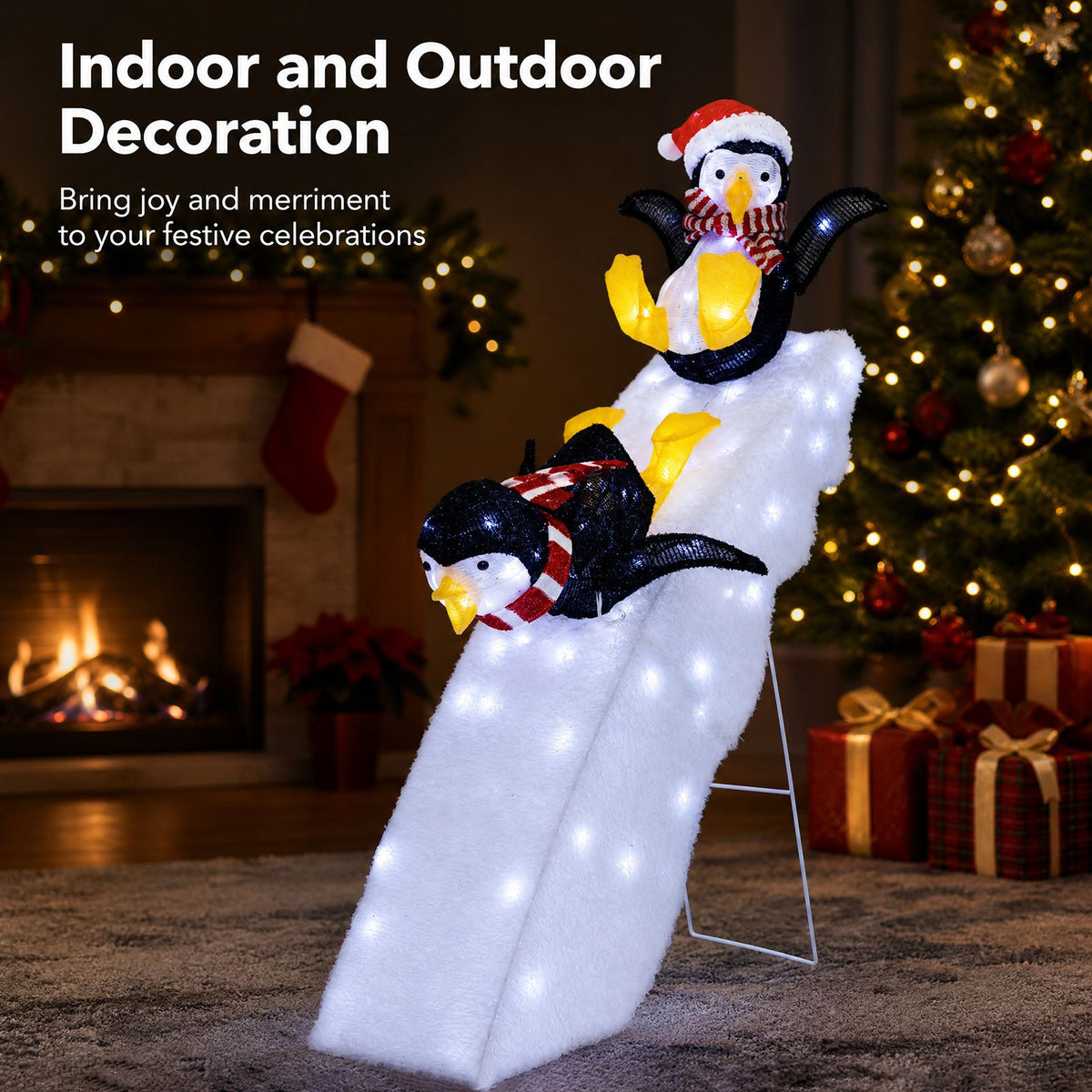 120cm Lighted Penguin Ice Skating Decor with LED Lights for Yard