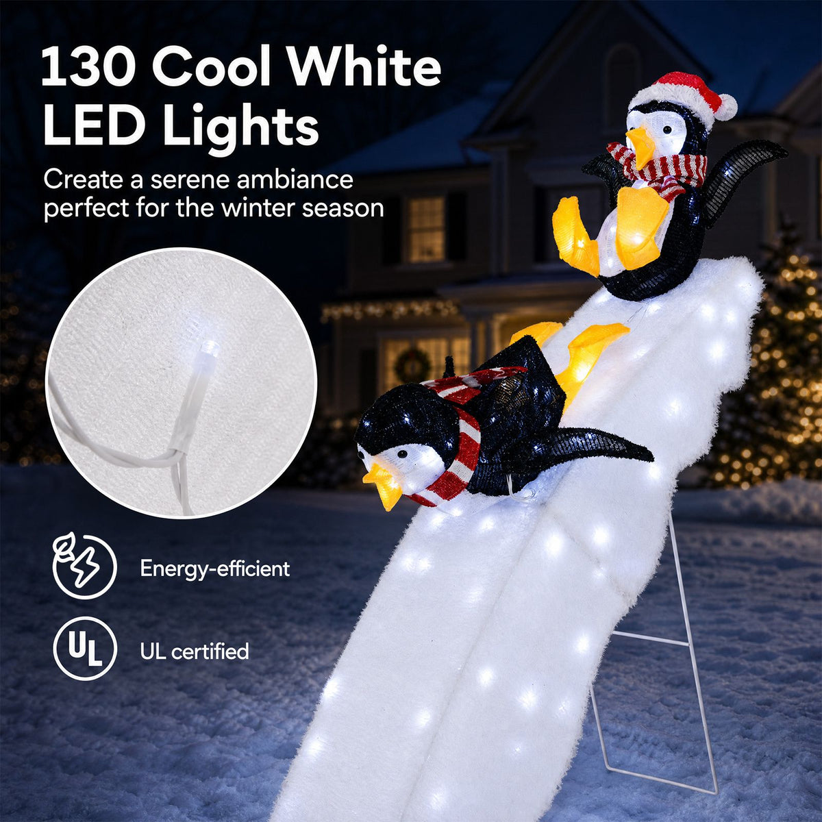 120cm Lighted Penguin Ice Skating Decor with LED Lights for Yard