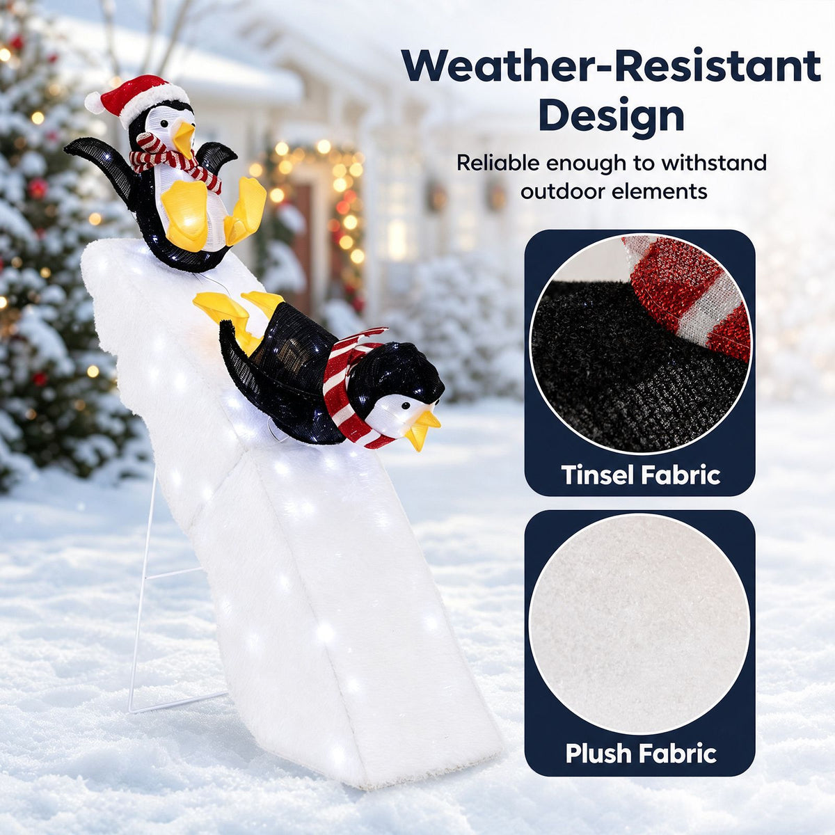 120cm Lighted Penguin Ice Skating Decor with LED Lights for Yard
