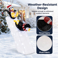 120cm Lighted Penguin Ice Skating Decor with LED Lights for Yard