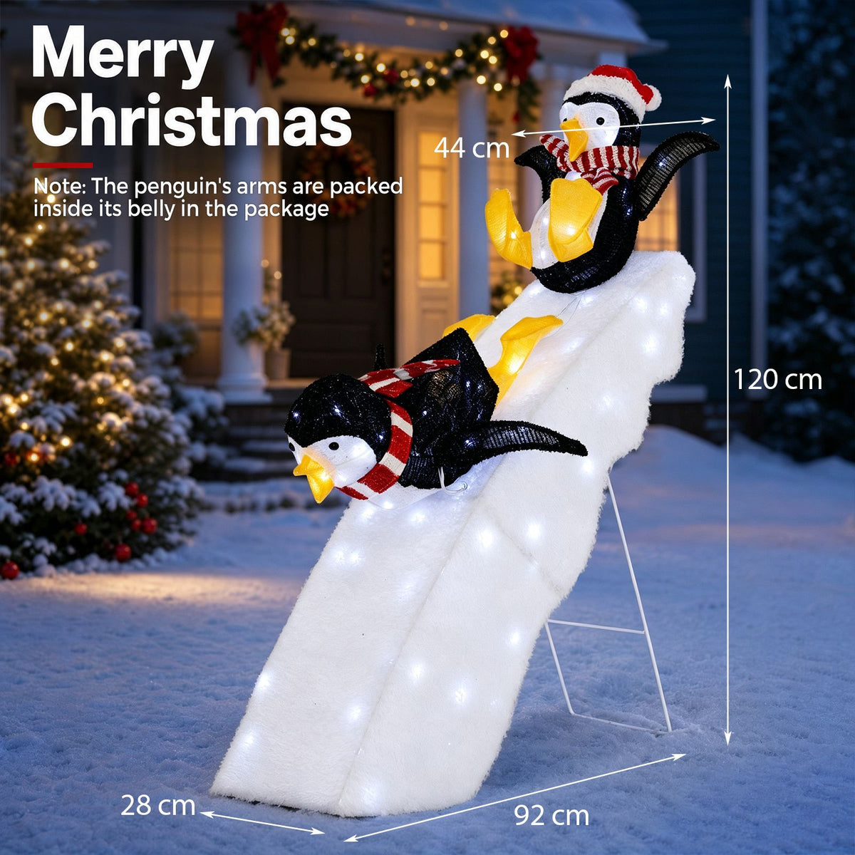 120cm Lighted Penguin Ice Skating Decor with LED Lights for Yard