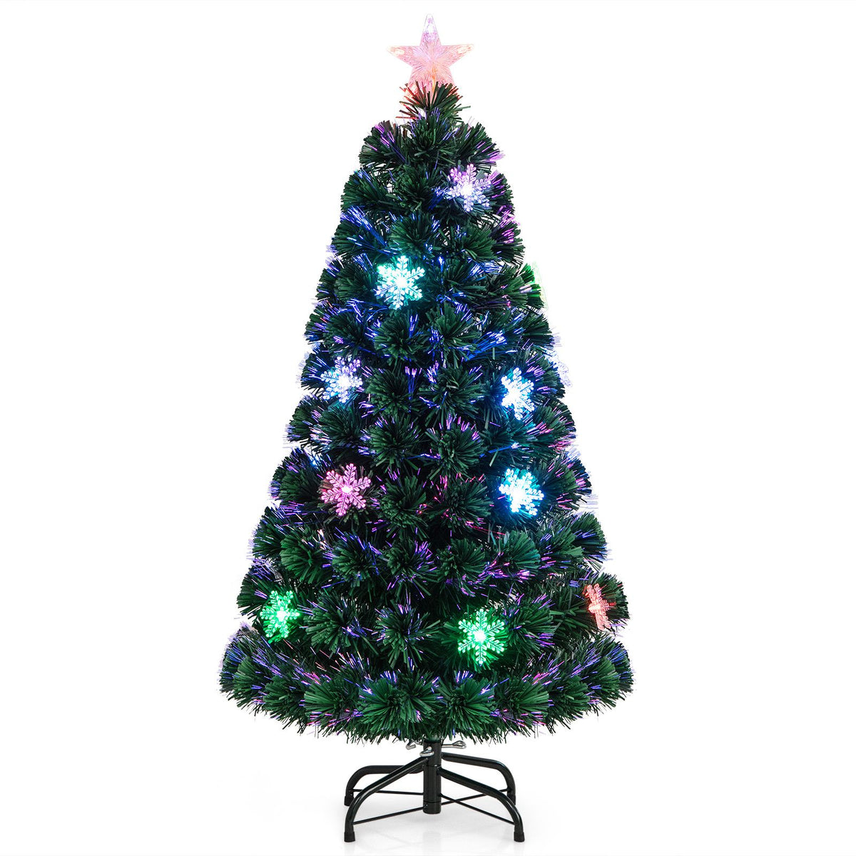 90/120/150cm Pre-Lit Fiber Optic Christmas Tree with 85/125/170 PVC Tips for Holiday Decor