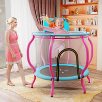 120cm Kids Trampoline with Basketball Hoop and Tall Enclosure Net