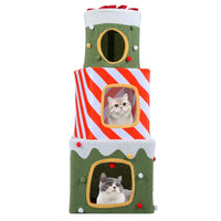 120 cm Christmas Cat Tree Stackable with 3 Condos and Dangling Ball