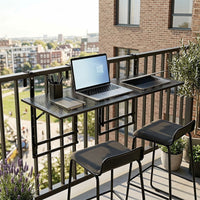 121 cm Balcony Railing Table with 5-Level Adjustable Height for Round Square Railing