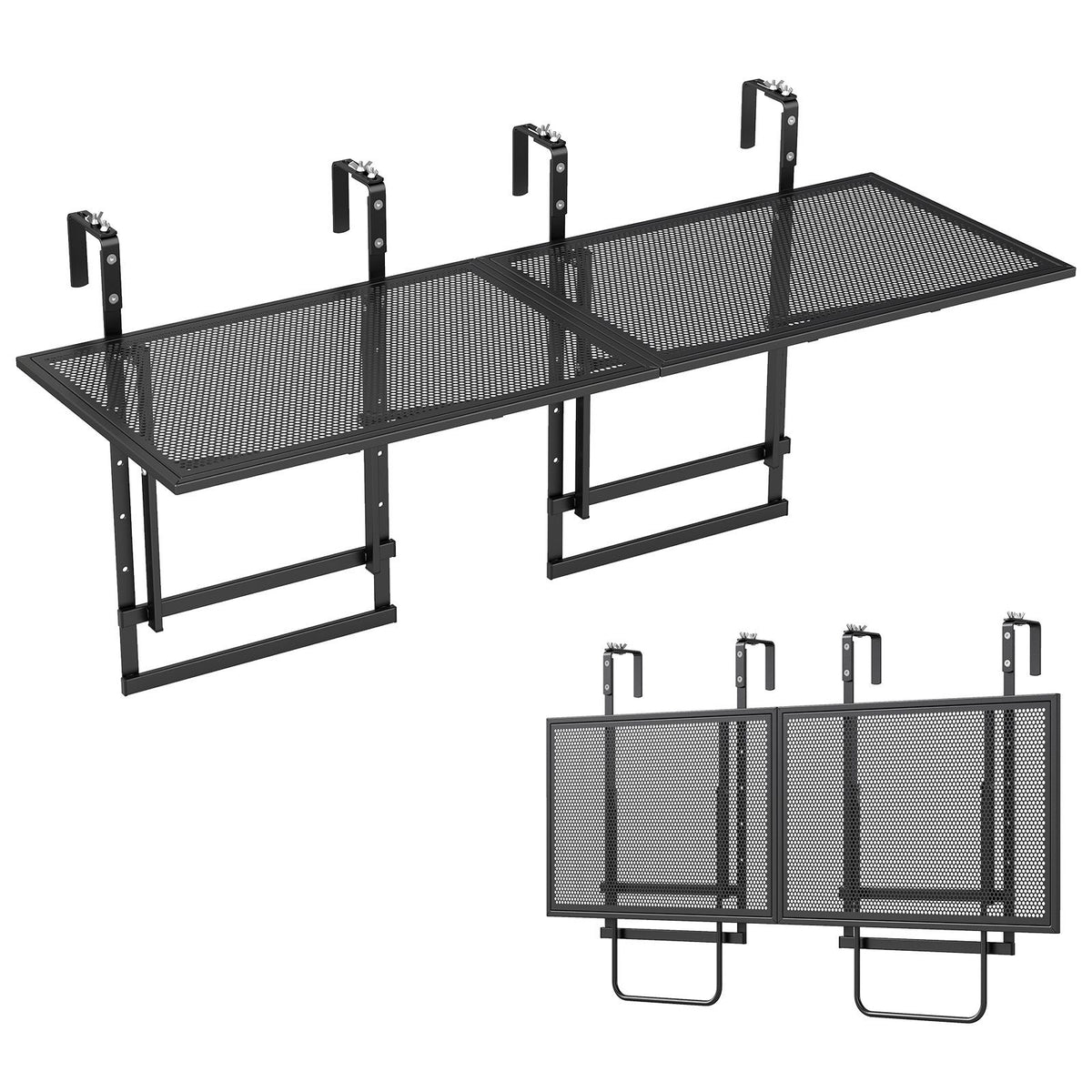 121 cm Balcony Railing Table with 5-Level Adjustable Height for Round Square Railing