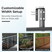 121 cm Balcony Railing Table with 5-Level Adjustable Height for Round Square Railing