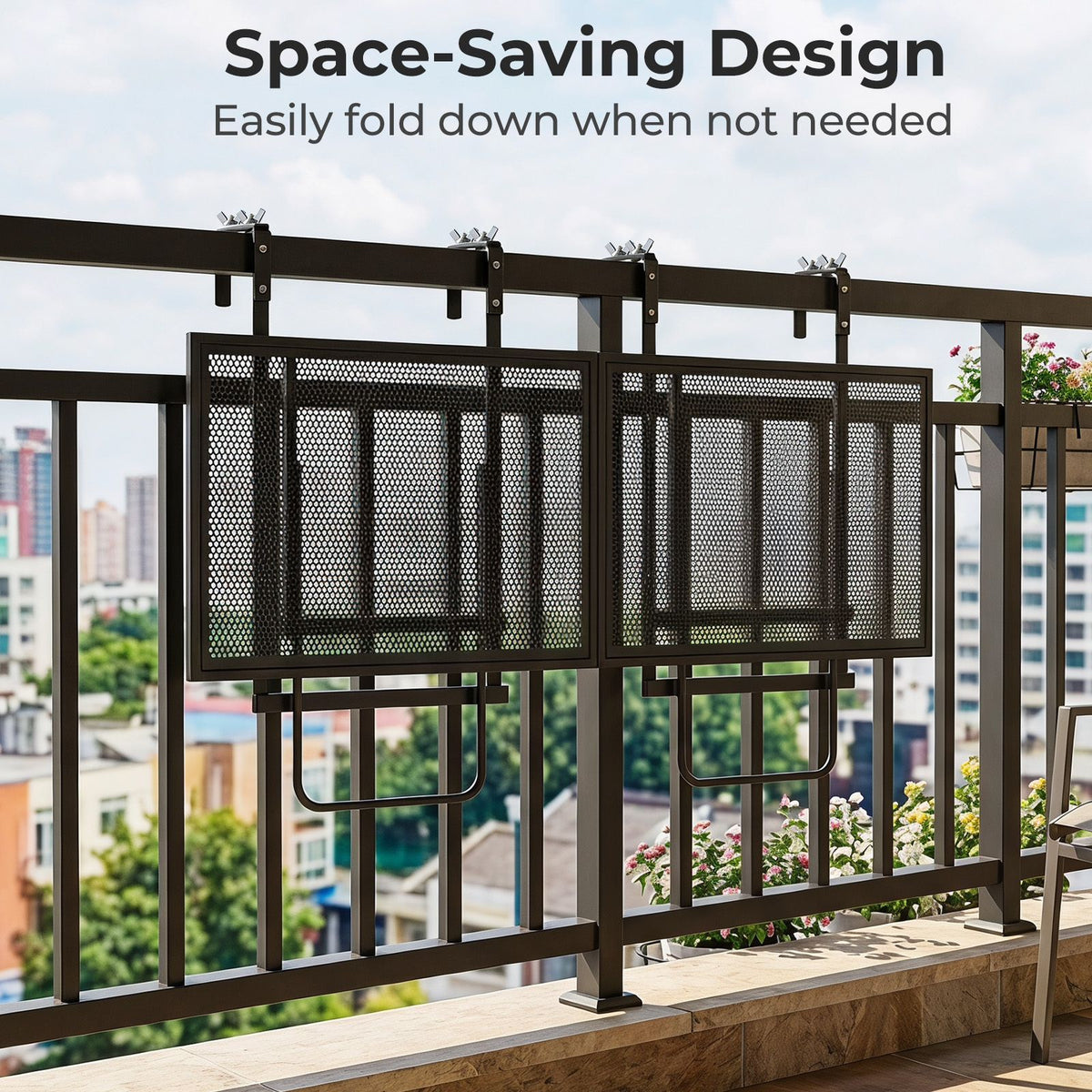 121 cm Balcony Railing Table with 5-Level Adjustable Height for Round Square Railing