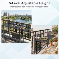 121 cm Balcony Railing Table with 5-Level Adjustable Height for Round Square Railing