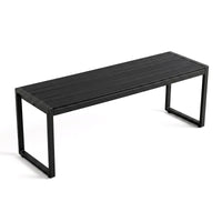 122 cm Outdoor Bench with Wood-Plastic Composite and Metal Frame Slatted Seat for Garden