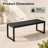 122 cm Outdoor Bench with Wood-Plastic Composite and Metal Frame Slatted Seat for Garden