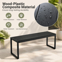 122 cm Outdoor Bench with Wood-Plastic Composite and Metal Frame Slatted Seat for Garden