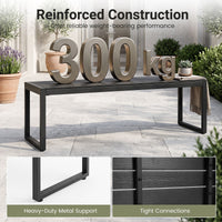 122 cm Outdoor Bench with Wood-Plastic Composite and Metal Frame Slatted Seat for Garden