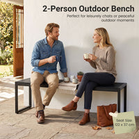 122 cm Outdoor Bench with Wood-Plastic Composite and Metal Frame Slatted Seat for Garden