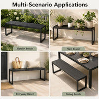 122 cm Outdoor Bench with Wood-Plastic Composite and Metal Frame Slatted Seat for Garden