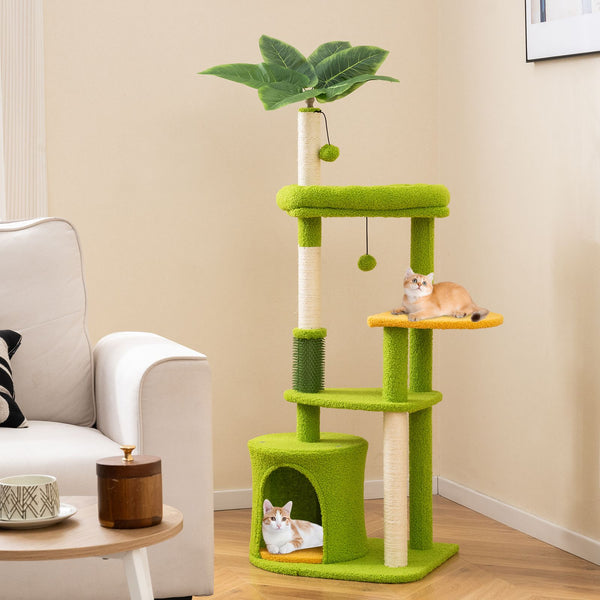 122CM Palm Cat Tree with Self Groomer and Scratching Posts