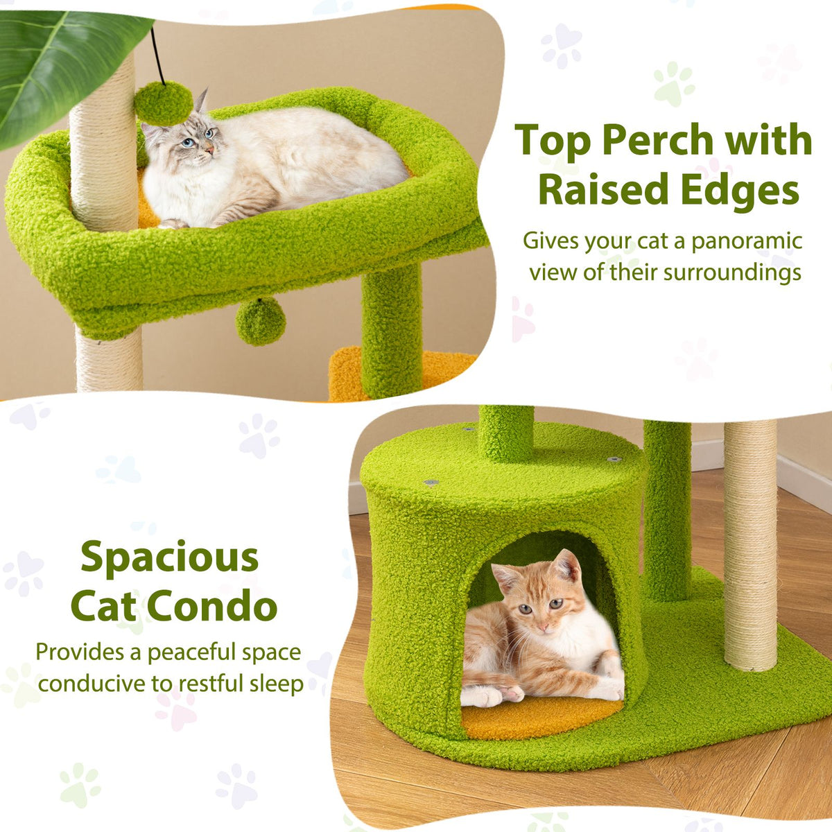 122CM Palm Cat Tree with Self Groomer and Scratching Posts