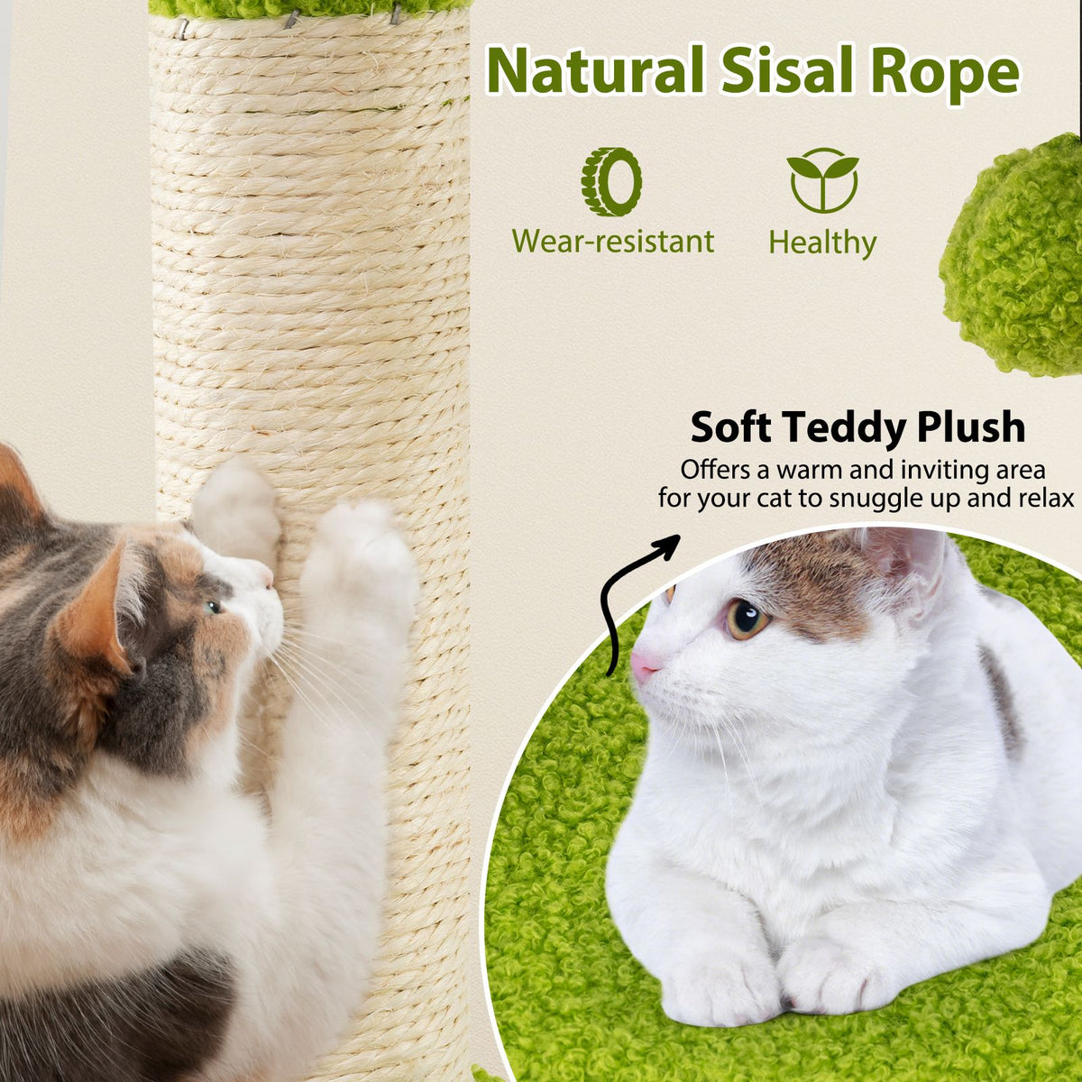 122CM Palm Cat Tree with Self Groomer and Scratching Posts