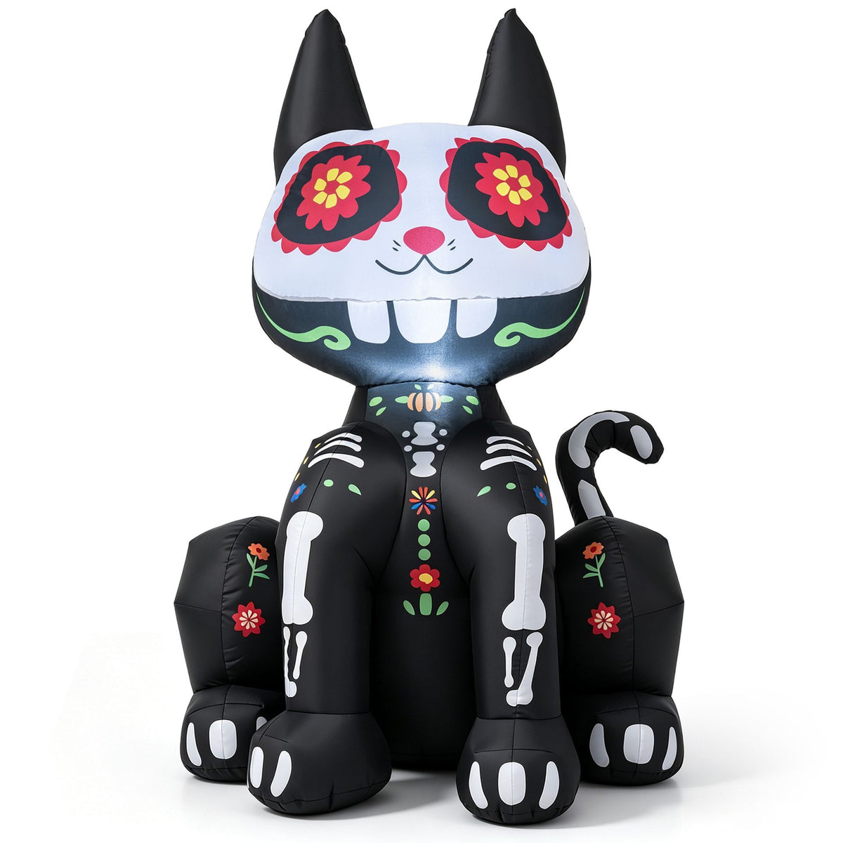 Giantex 123cm Day of the Dead Inflatable Skull Cat with LED Light