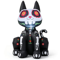 Giantex 123cm Day of the Dead Inflatable Skull Cat with LED Light