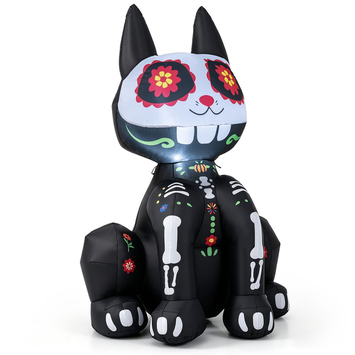 Giantex 123cm Day of the Dead Inflatable Skull Cat with LED Light