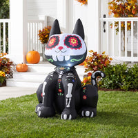 Giantex 123cm Day of the Dead Inflatable Skull Cat with LED Light
