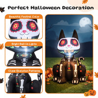 Giantex 123cm Day of the Dead Inflatable Skull Cat with LED Light