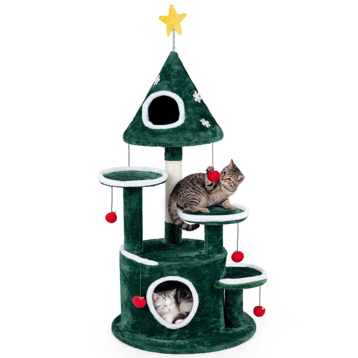 127 cm Christmas Cat Tree with 2 Condos