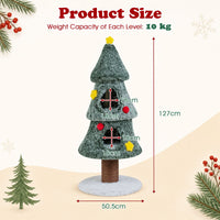 127 cm Christmas Cat Tree with 2 Condos and Scratching Post Holiday Pet Furniture