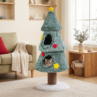 127 cm Christmas Cat Tree with 2 Condos and Scratching Post Holiday Pet Furniture