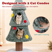 127 cm Christmas Cat Tree with 2 Condos and Scratching Post Holiday Pet Furniture