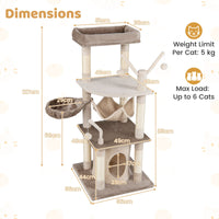 127 cm Tall Cat Tree with Scratching Post for Indoor Felines